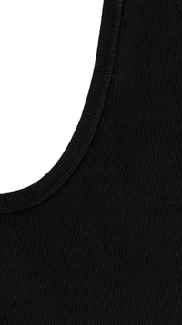 Emblem Ribbed Tank, Black