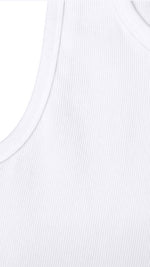 Emblem Ribbed Tank, White