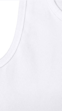 Emblem Ribbed Tank, White